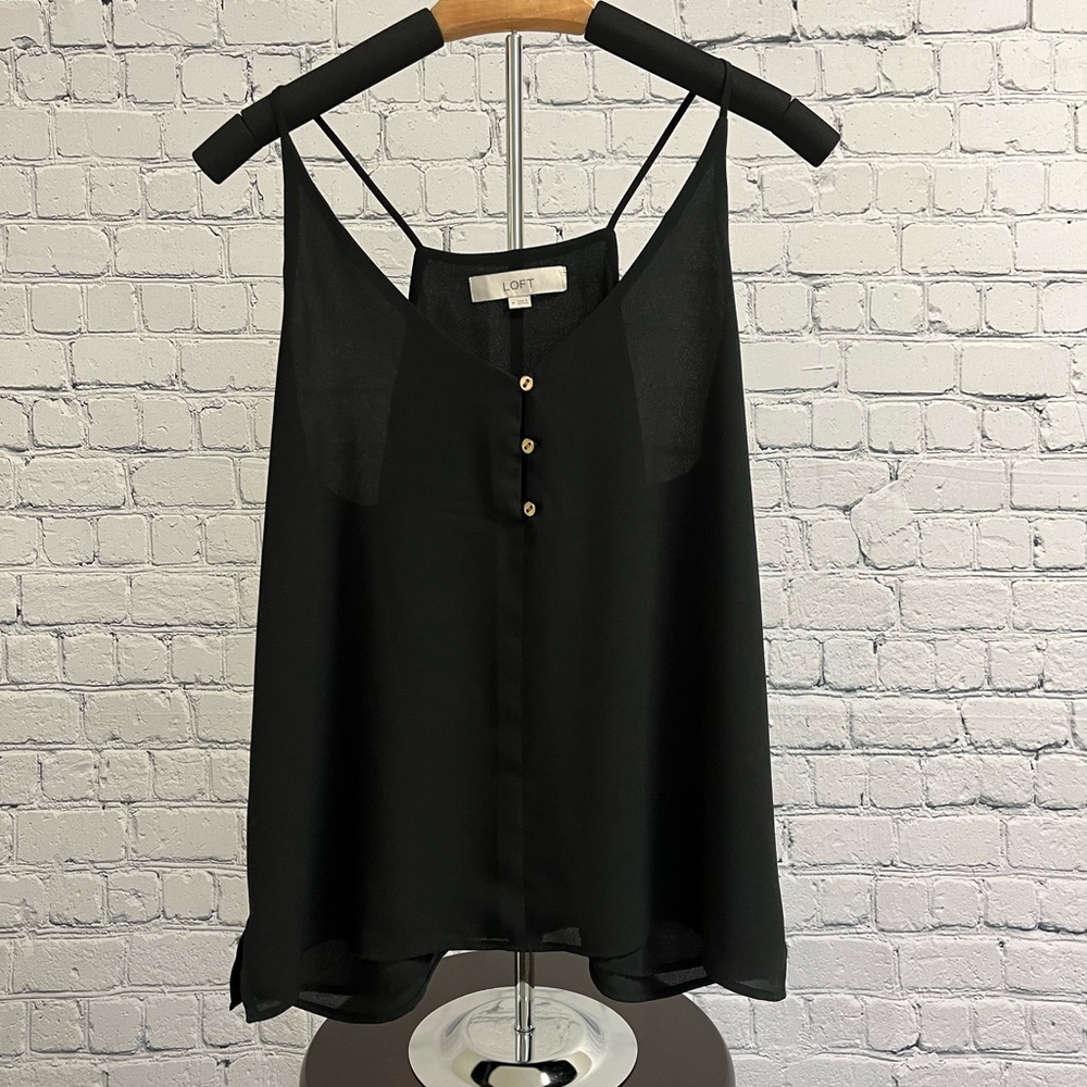 Loft drapey black tank top size M